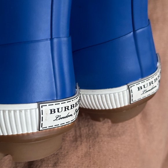 Auth BURBERRY Kids Vintage Nova Check Neoprene Royal Blue Rain Boots 34 - Picture 7 of 7